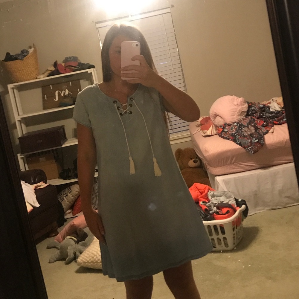 Light blue denim dress